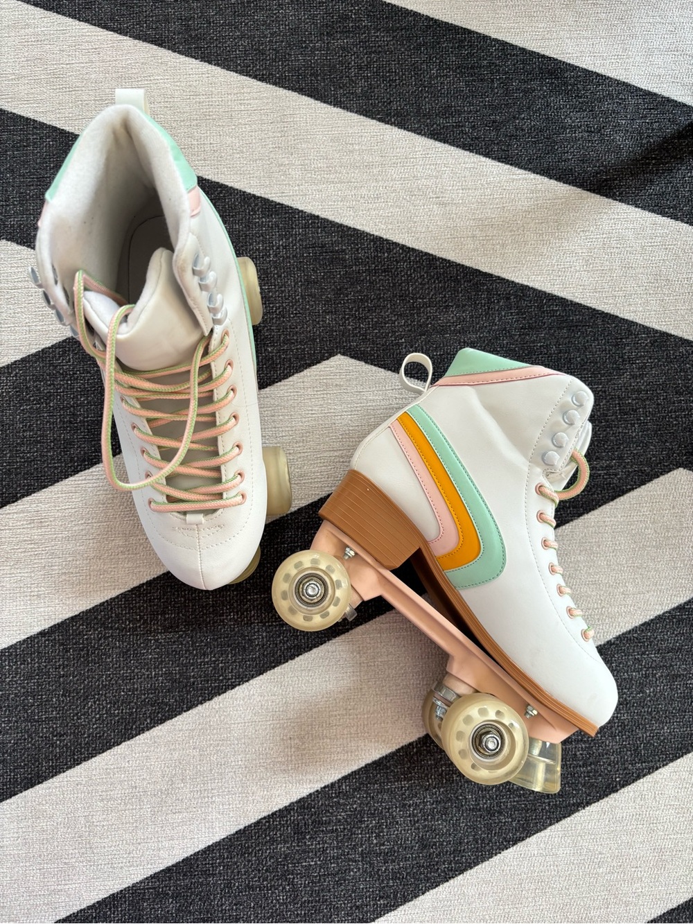 Altar'd State White High-Top Skates with Mint & Peach Accents